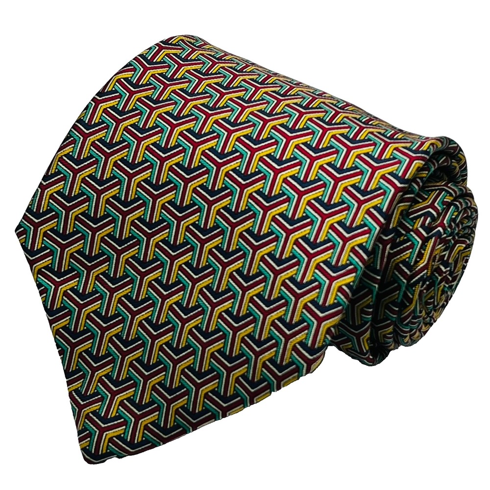 Jos A Bank Executive Collection Silk Men's Necktie Colorful Geometric 3D USA 57"